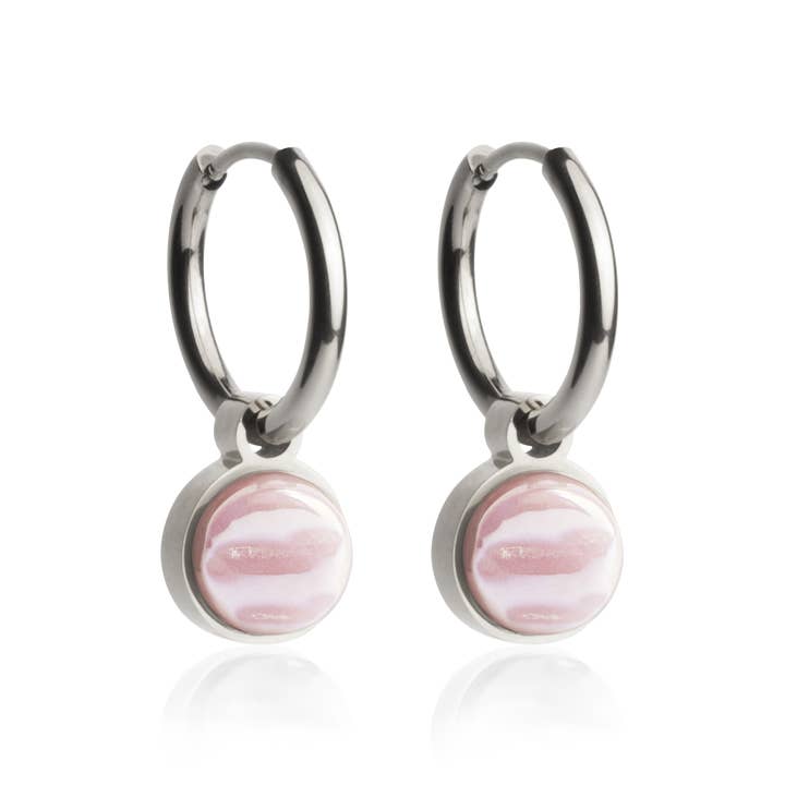 Créoles Mix & Match avec pendentif • argenté/rose sable • 16 mm pour la vente par ALEXASCHA