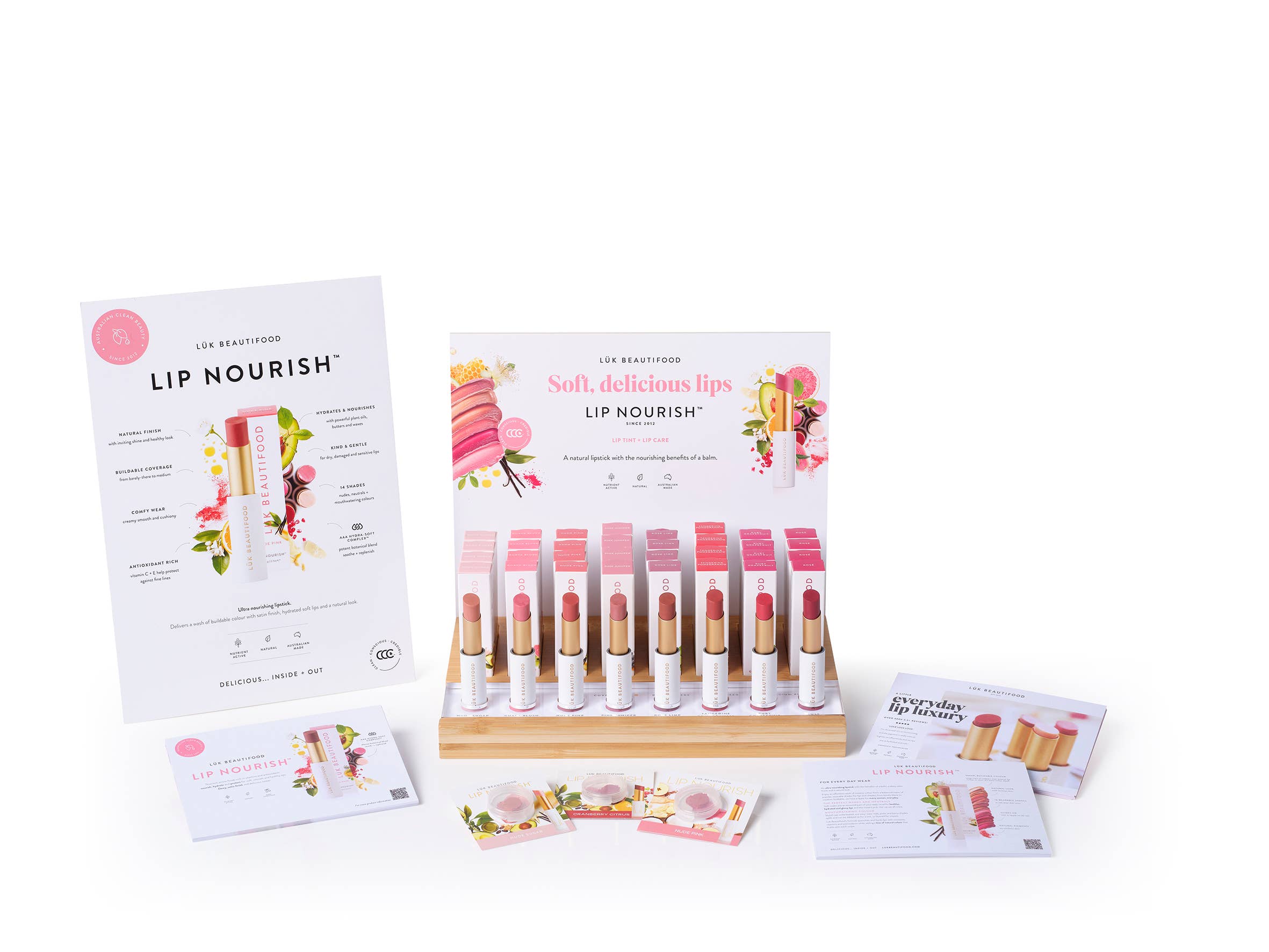LÜK BEAUTIFOOD [🇦🇺 AUS + USA🇺🇸] - Wholesale Lipstick - Lip Nourish™ Lipstick TOP 8 (40) Bundle inc FREE Display14