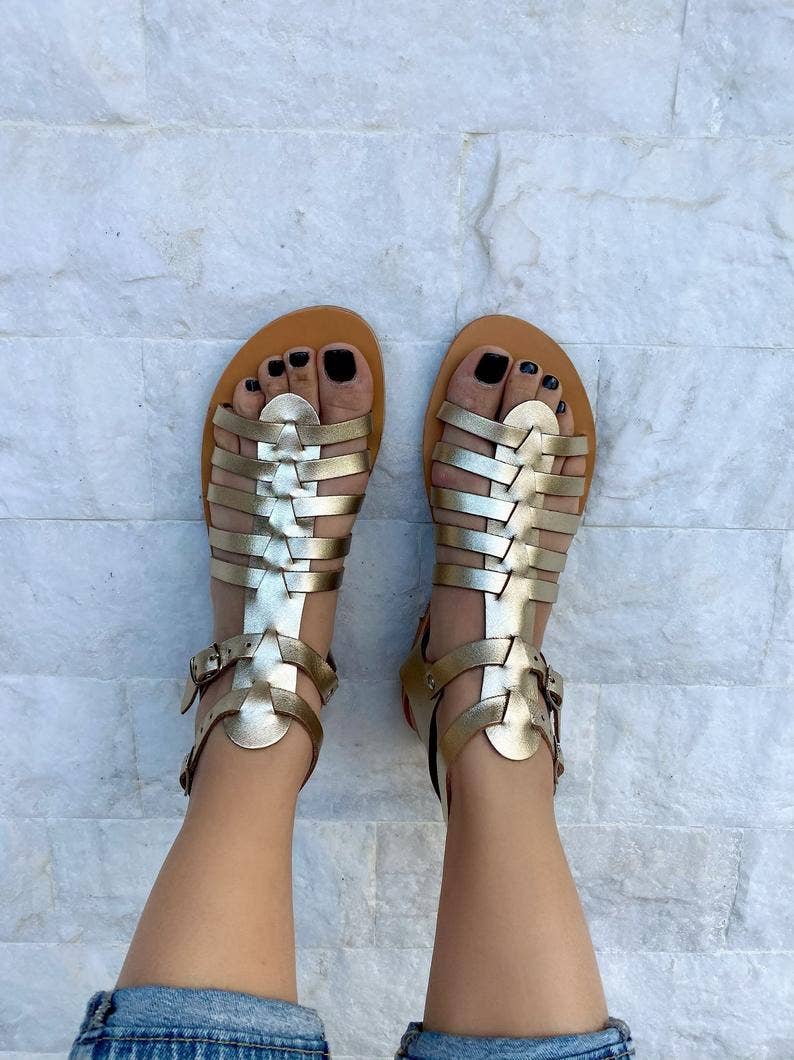 Christina Christi - Wholesale Sandals - Women's - Gladiator Leather Sandals, Gold Sandals, Greek Sandals1