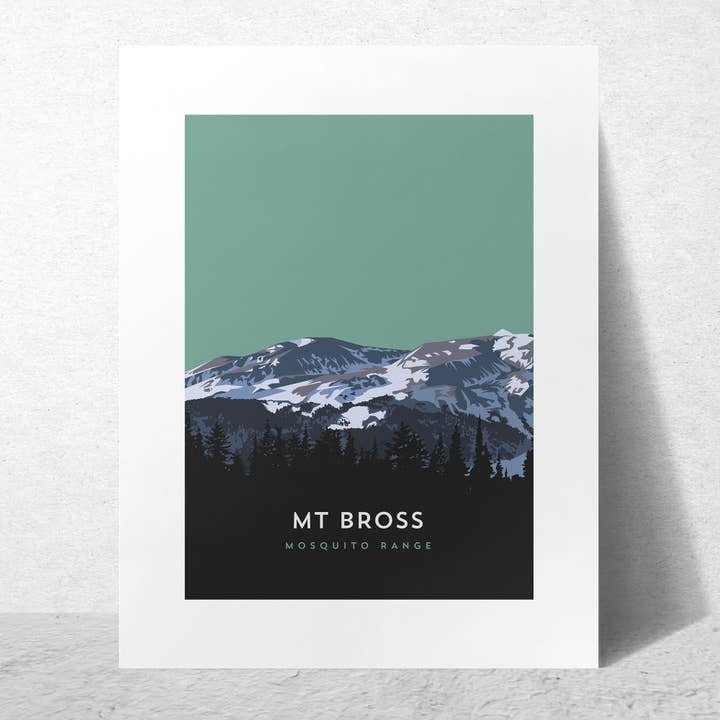 Mount Bross Colorado 14er Poster, Framed Art Print for wholesale by Hinterland Outdoors
