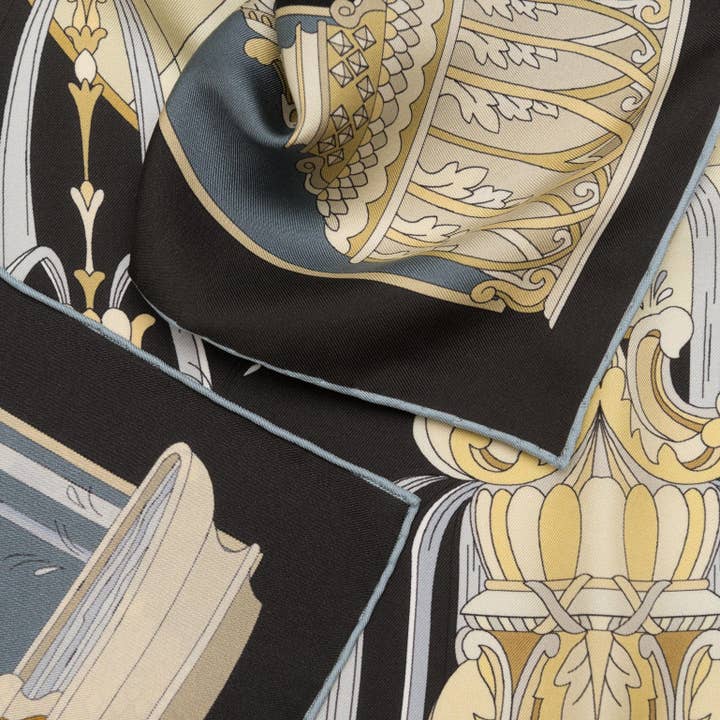 Elizabetta Made in Italy USA - Wholesale Scarf - Women's - Fontana - Silk Foulard - Steel2