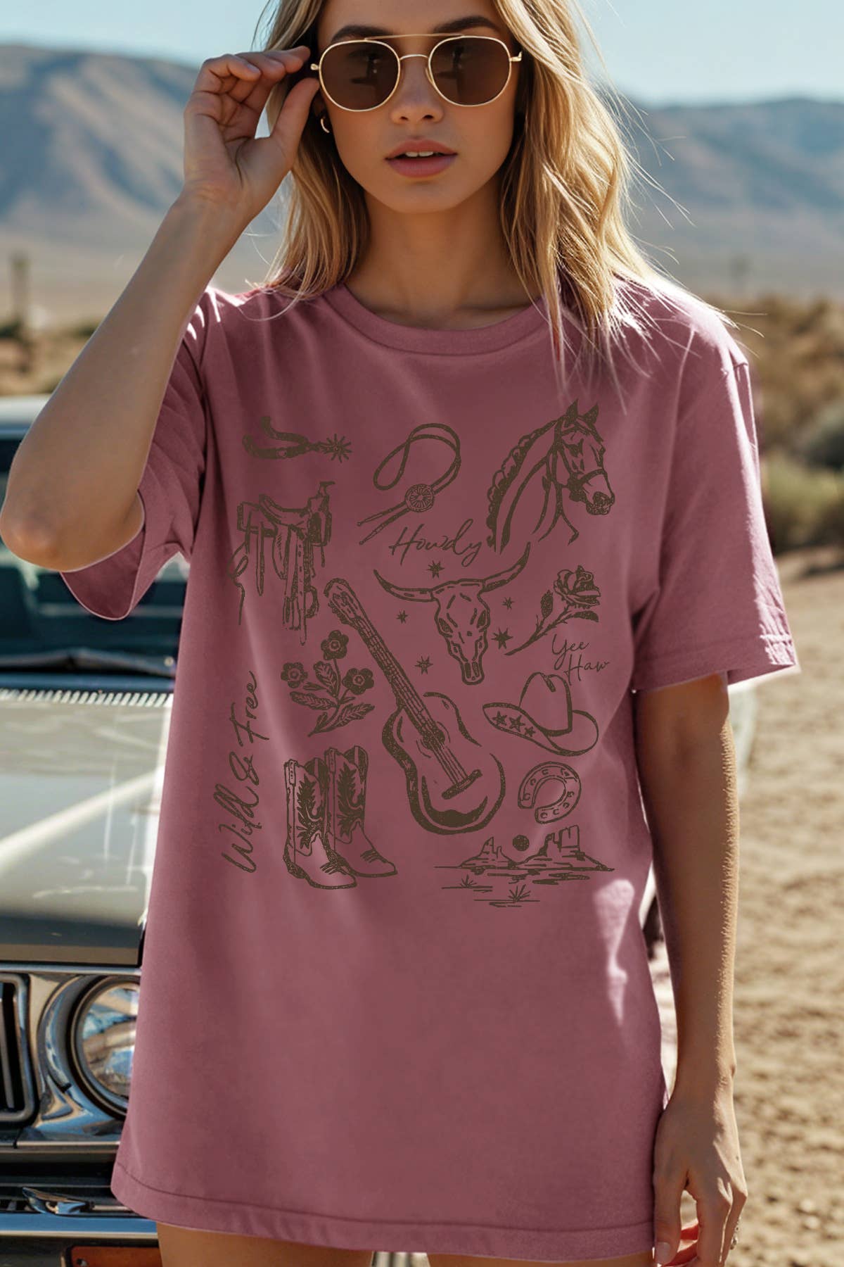 Amused by Blue - Vente T-shirt sérigraphié – femme - Haut à manches courtes avec imprimé graphique occidental pour femmes3