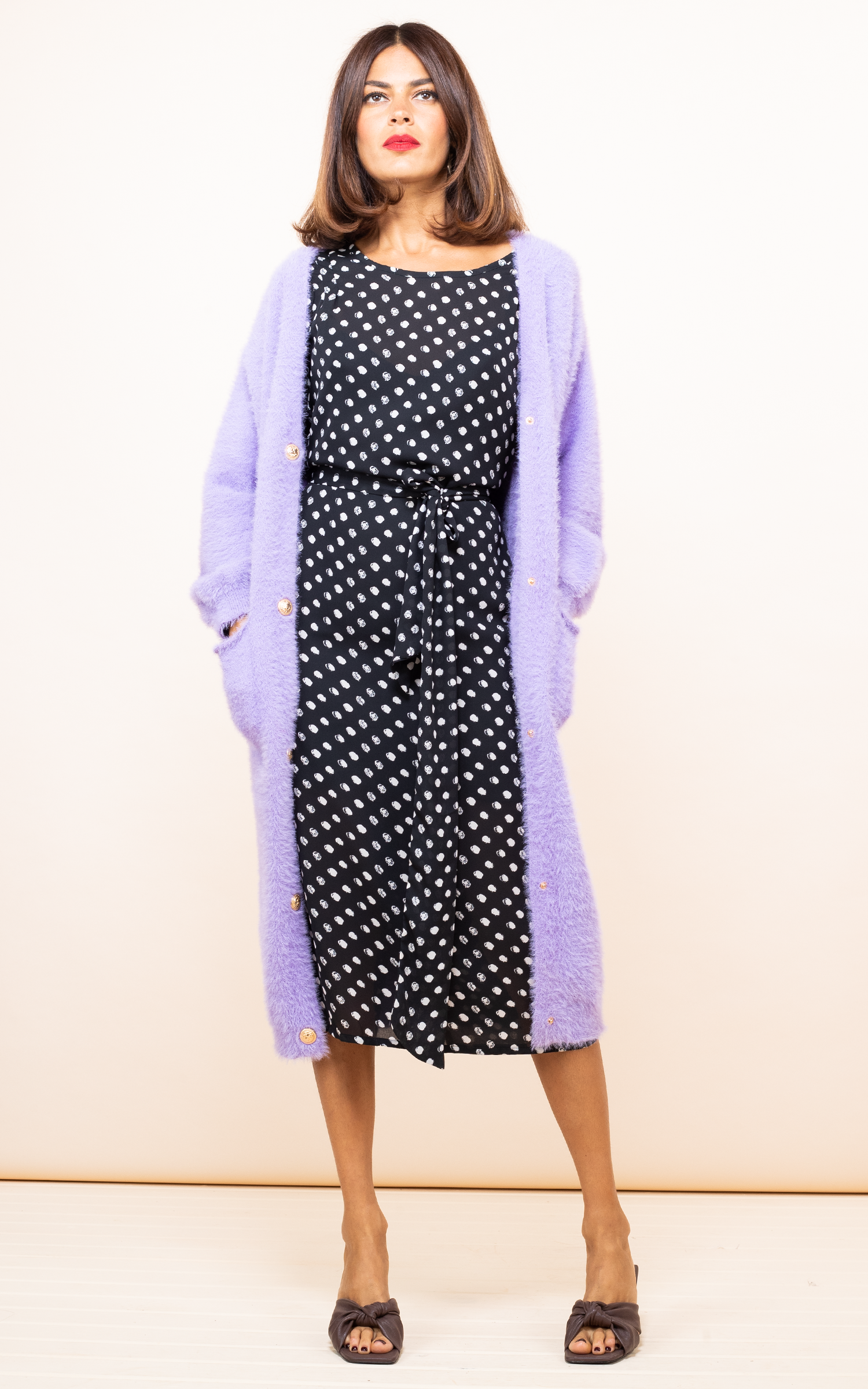 REMOVED BRAND - Wholesale Dress - Women's - Sabina Midi Dress - Black Dotty4