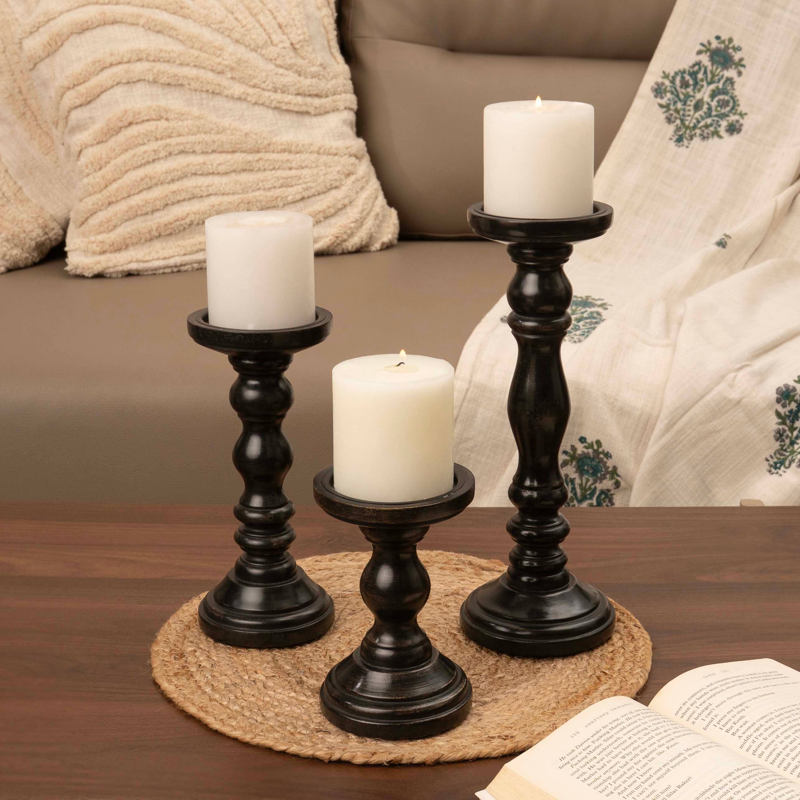 LuxeDesigns Co LLC - Wholesale Candle Holder - Wooden Candle Holders for Tall Pillar Candles Set of 319