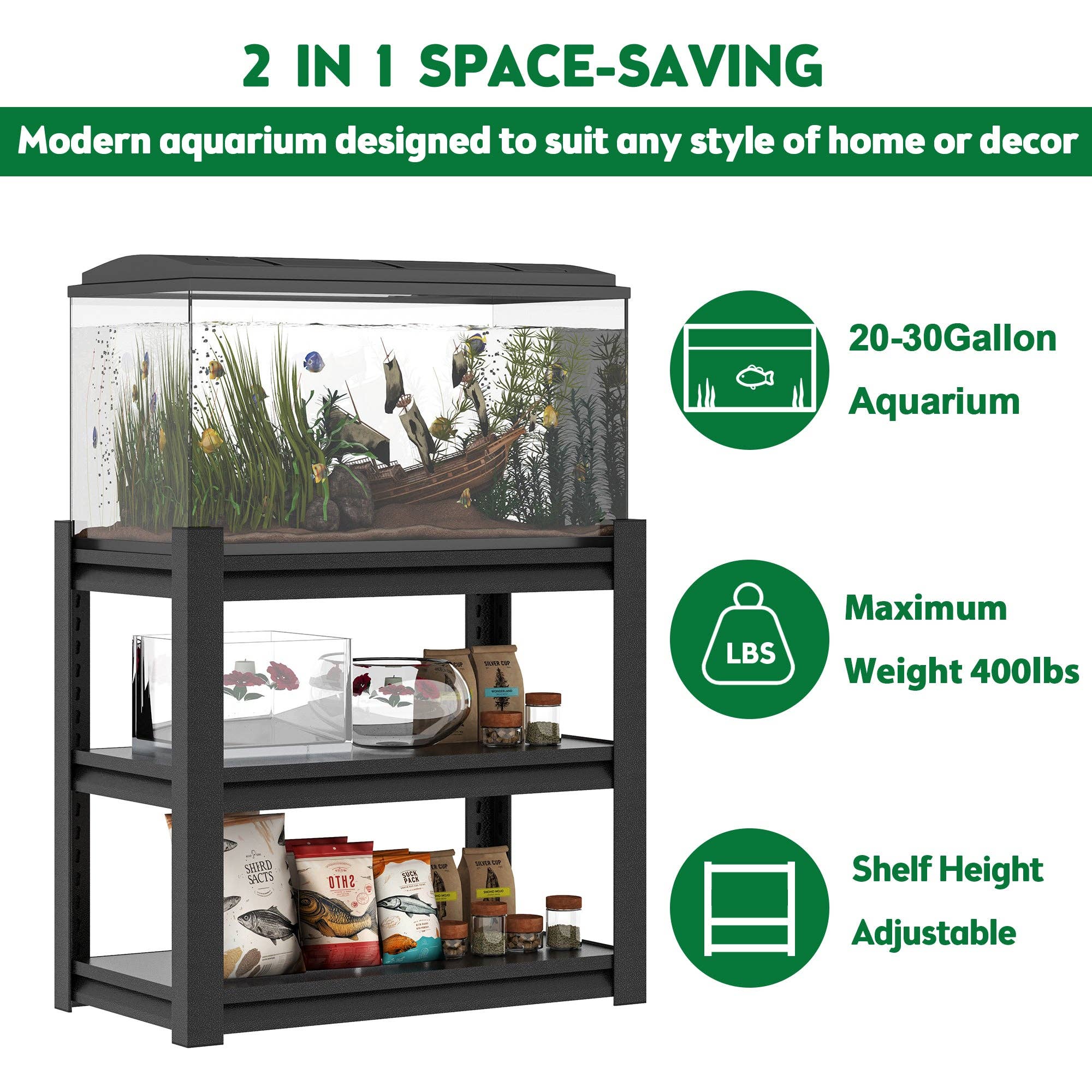 39F Inc. - Wholesale Free Standing Shelf - Metal Aquarium Stand for 20-30 Gallon Fish Tanks4