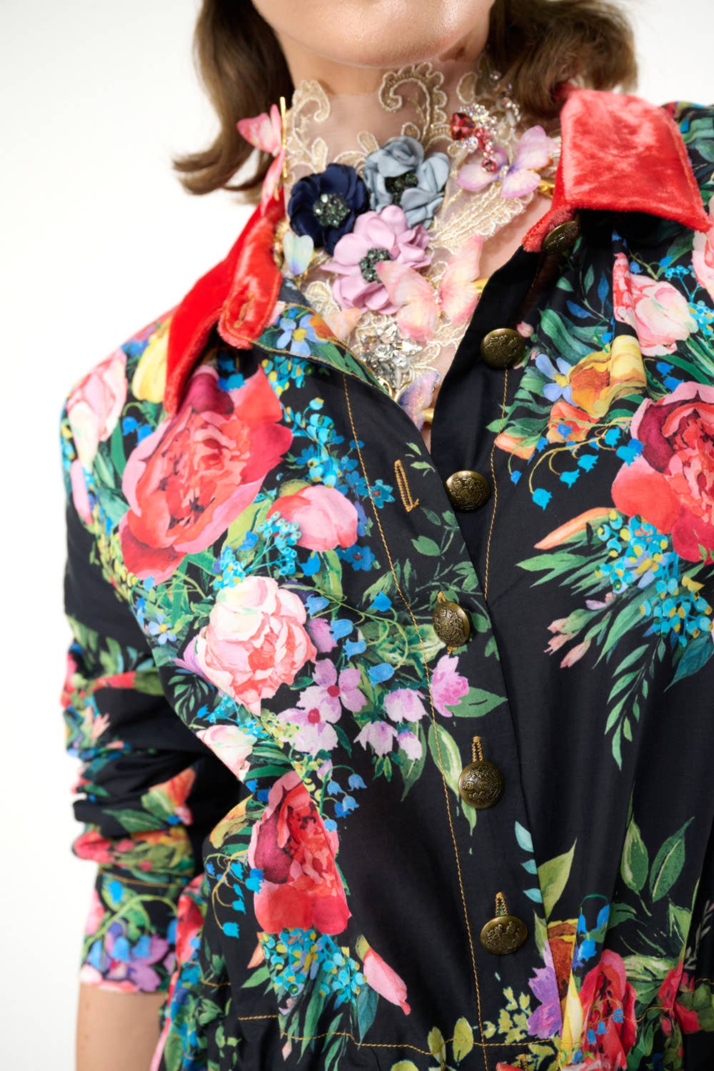 Black Floral Zinnia Shirt-Dress for wholesale on Faire14