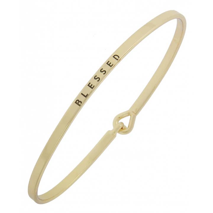0011 PREMIERE - Wholesale Bangle Bracelet - FR2079 BLESSED_3mm Inspired Message Brass Bangle