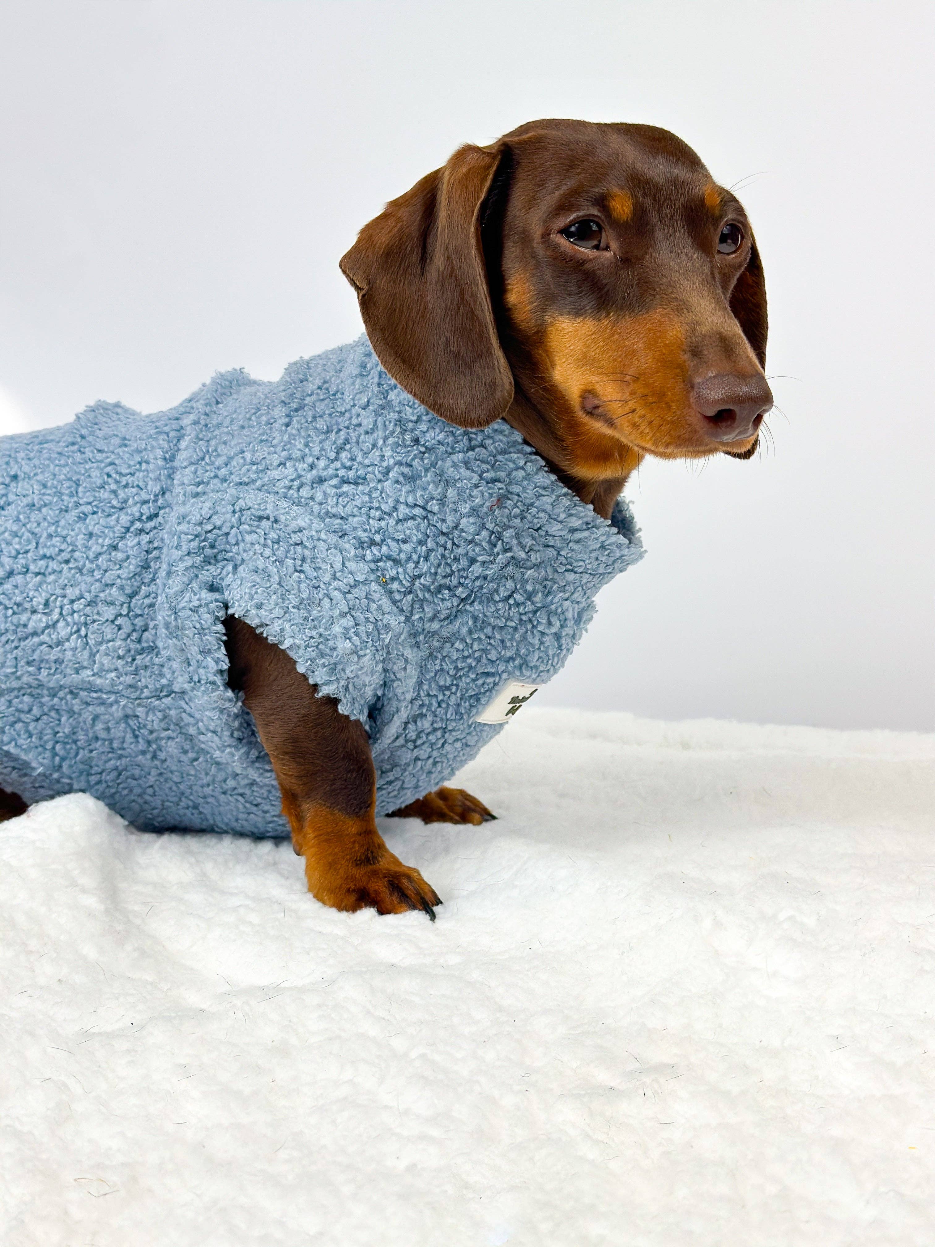 The Paw Print Boutique – wholesale Pet jumper – Dog – Teddy Fleece - Dusky Blue3