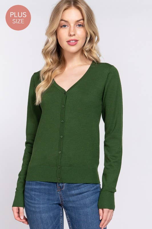 Active Basic | Active USA - Vendita all'ingrosso Cardigan - Donna - [TAGLIA FORTE] Cardigan Maglione con Scollo a V e Bottoni a Maniche Lunghe4