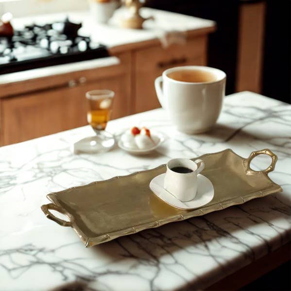 Gold Tray With Handles  SKU - 71745 lg for wholesale by India Handicrafts Inc