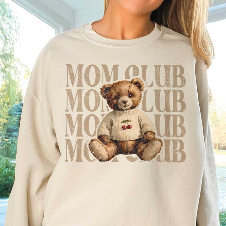 TEDDY BEAR MOM CLUB Übergroßes Grafik-Sweatshirt für den Großhandel von A. BLUSH CO