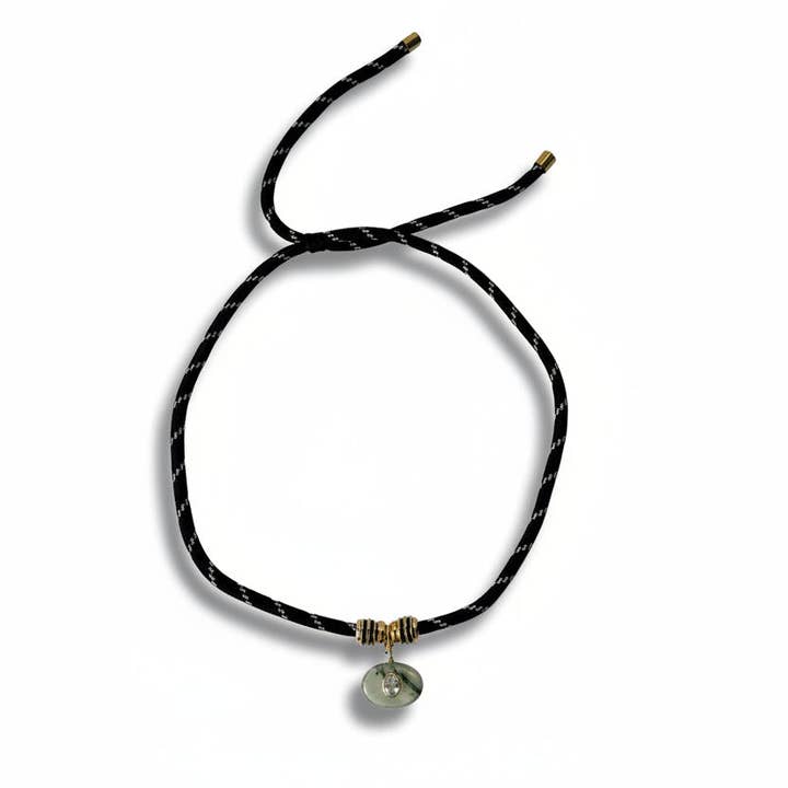 Prehnite Pendant Rope Necklace with White Topaz for wholesale by LB Beadz