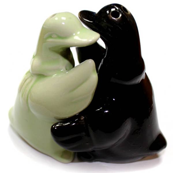 Salt & Pepper - Hugging Ducks - Black & Green for wholesale by Ancient Wisdom
