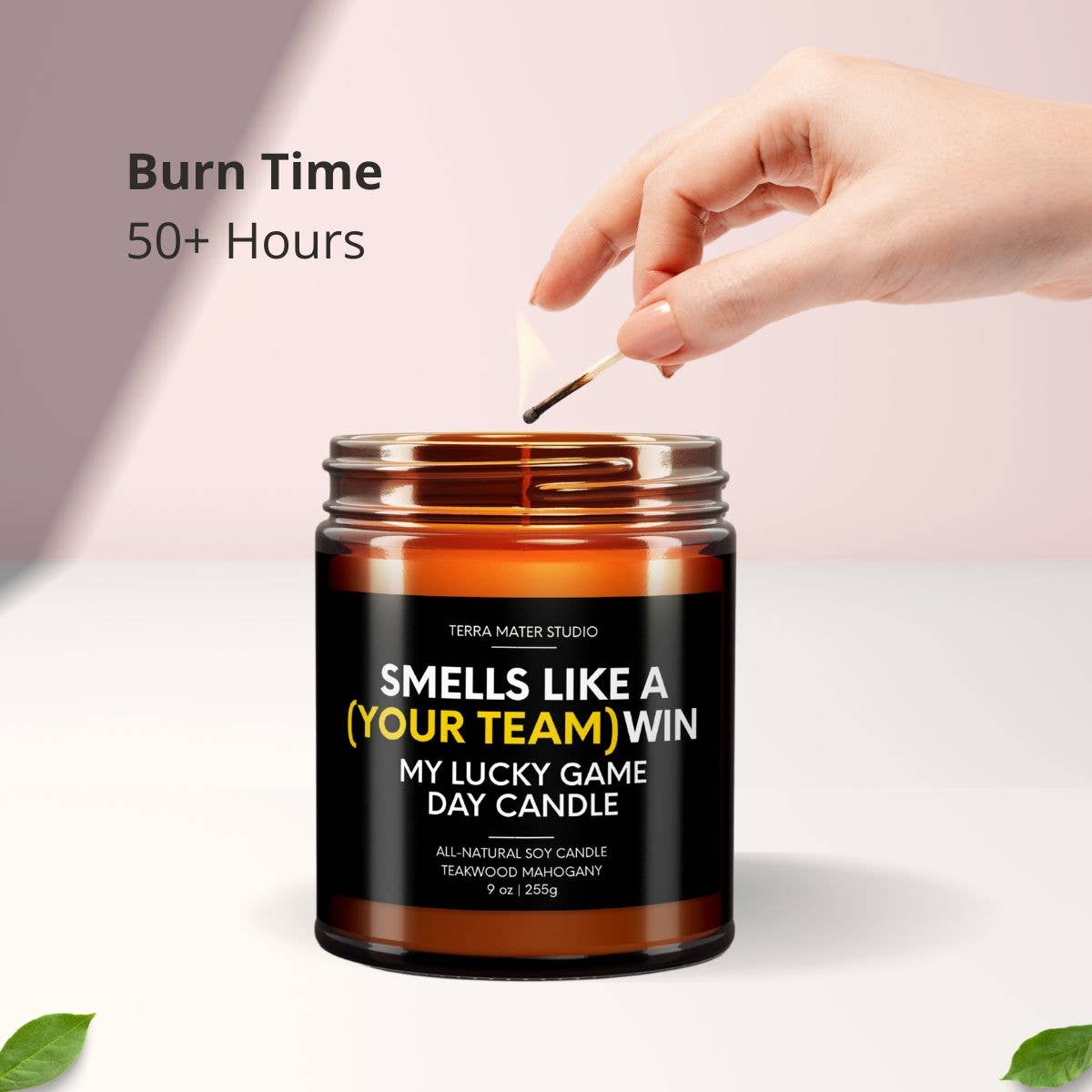 Terra Mater Studio LLC – wholesale Jar/filled candle – Smells Like Your 'Custom Team' Win | Lucky Game-Day Candle4