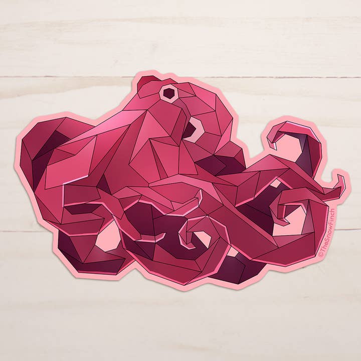 Geometric Pacific Octopus Sticker || Waterproof Vinyl for wholesale by The Snow Finch