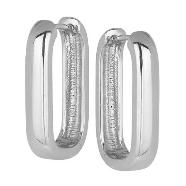Emma Elongated Hoop Earrings in Silver for wholesale by The Land of Salt