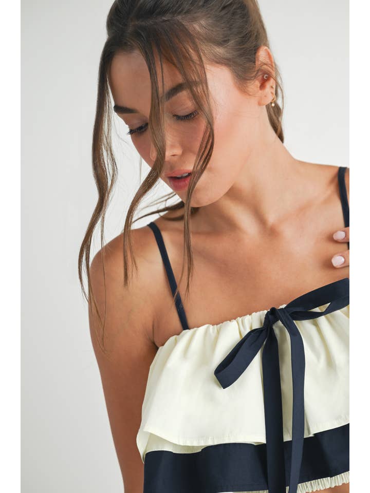 CREAM NAVY Contrast Cotton Top for wholesale on Faire
