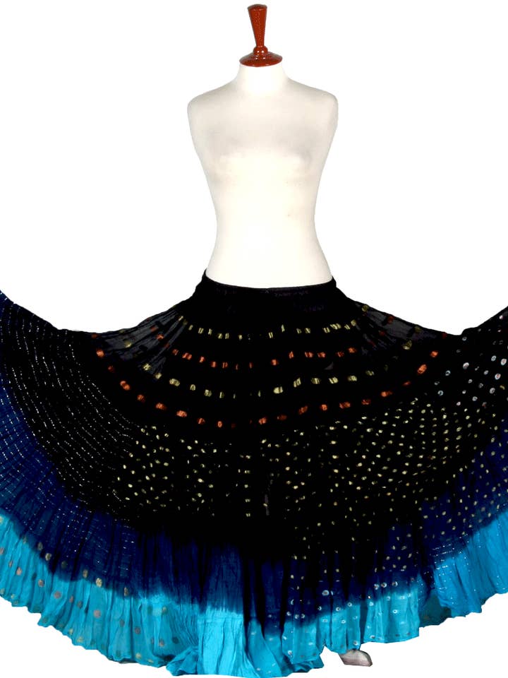 Gonna Lurex 3tone Nero/Blu/Turchese per la vendita all'ingrosso da parte di Senoritas Tribal Designs