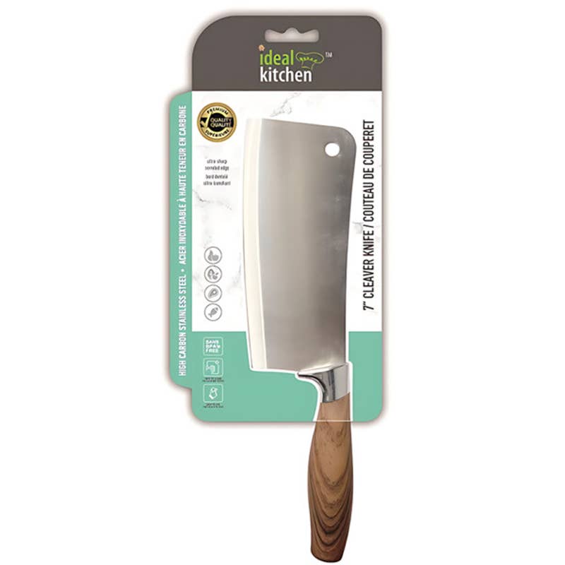 Deluxe Import Trading - Venta al por mayor Cuchillo/cúter de cocina - Cuchillo de carnicero de 7" Ideal Kitchen con mango de madera0