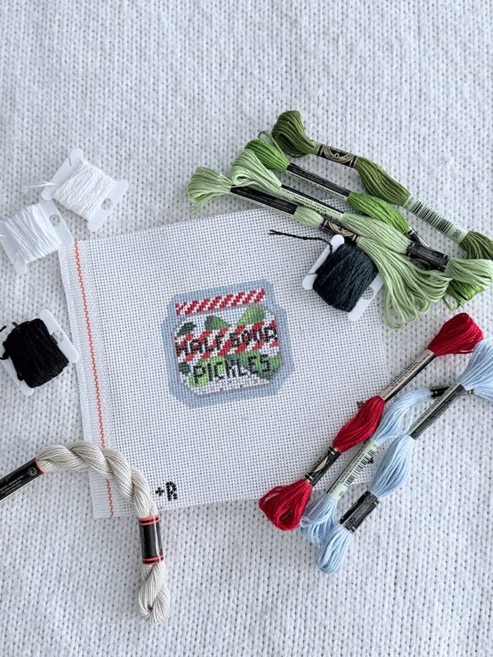 Half Sour Pickles Needlepoint Canvas, Hand-Painted Deli Ornament for wholesale by Lets Stitch Studio