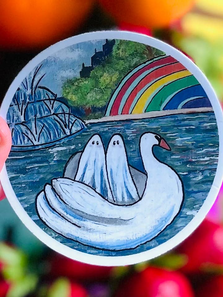 Boolando Swan Boat Ghosties- vinyl sticker for wholesale by Cover Yo Space Gurl