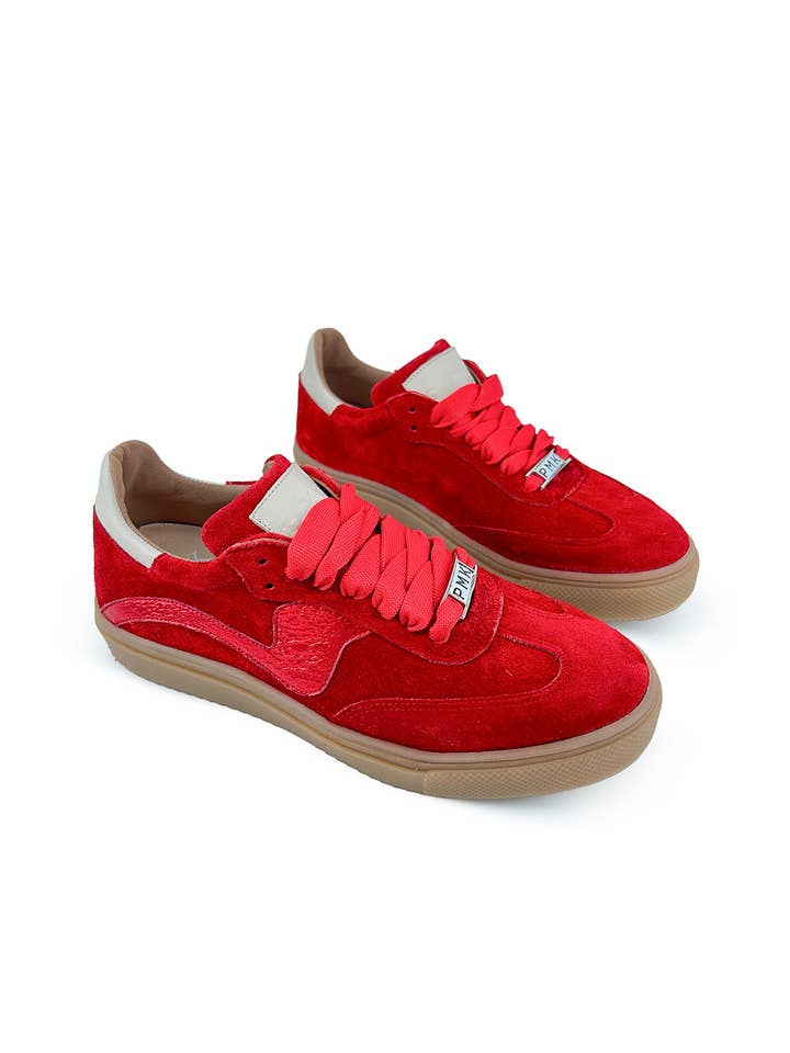 PMK SHOES - Wholesale Lifestyle Sneakers - Women's - Novalis - Red - Handmade Cow Leather Sneakers7