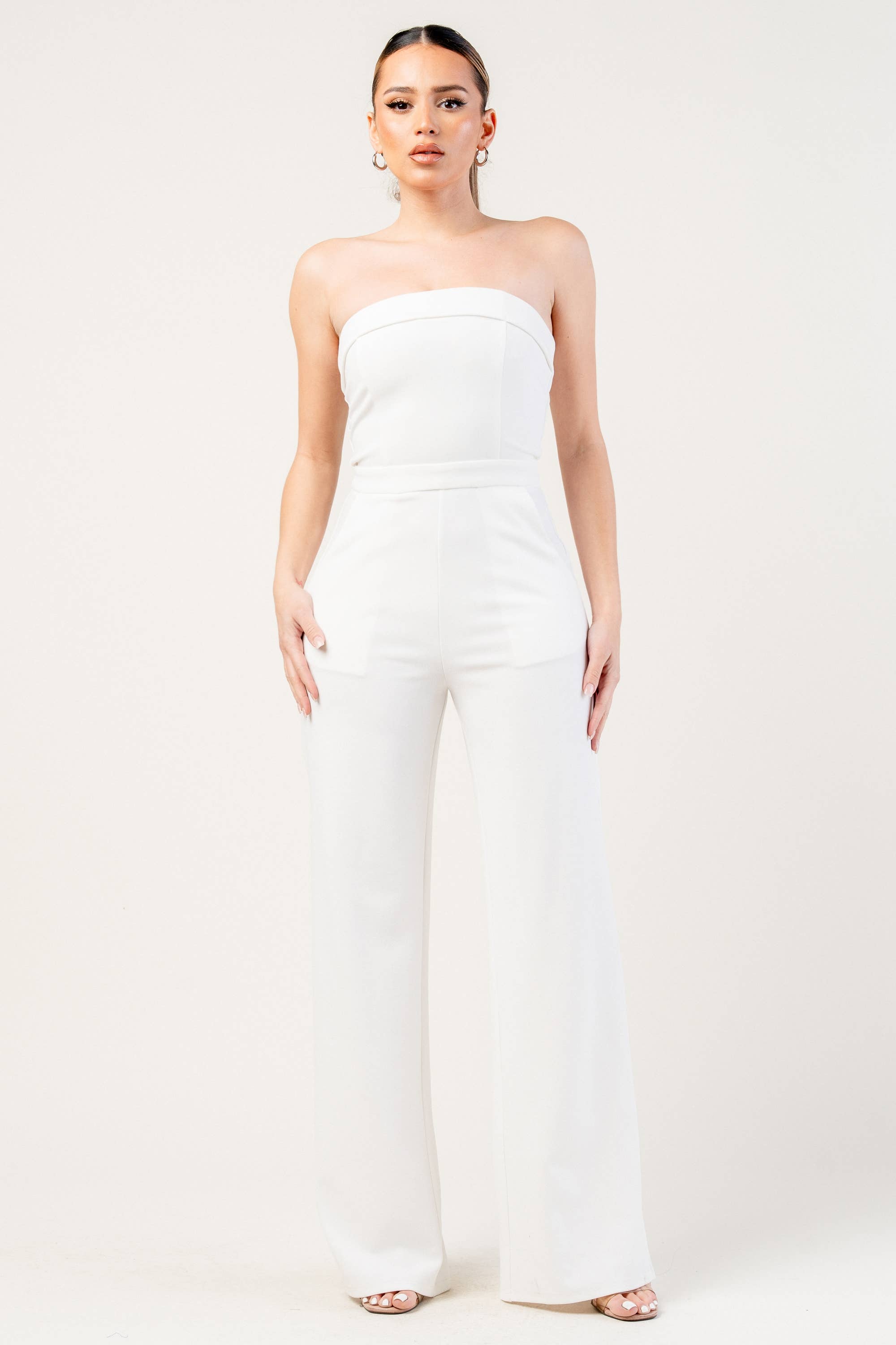 PRIVY - Wholesale Jumpsuit - Women's - PJKS11245RTP_KNIT STRETCH CREPE SLEEVELESS TUBE TOP SLIT HIGH JUMPSUIT0