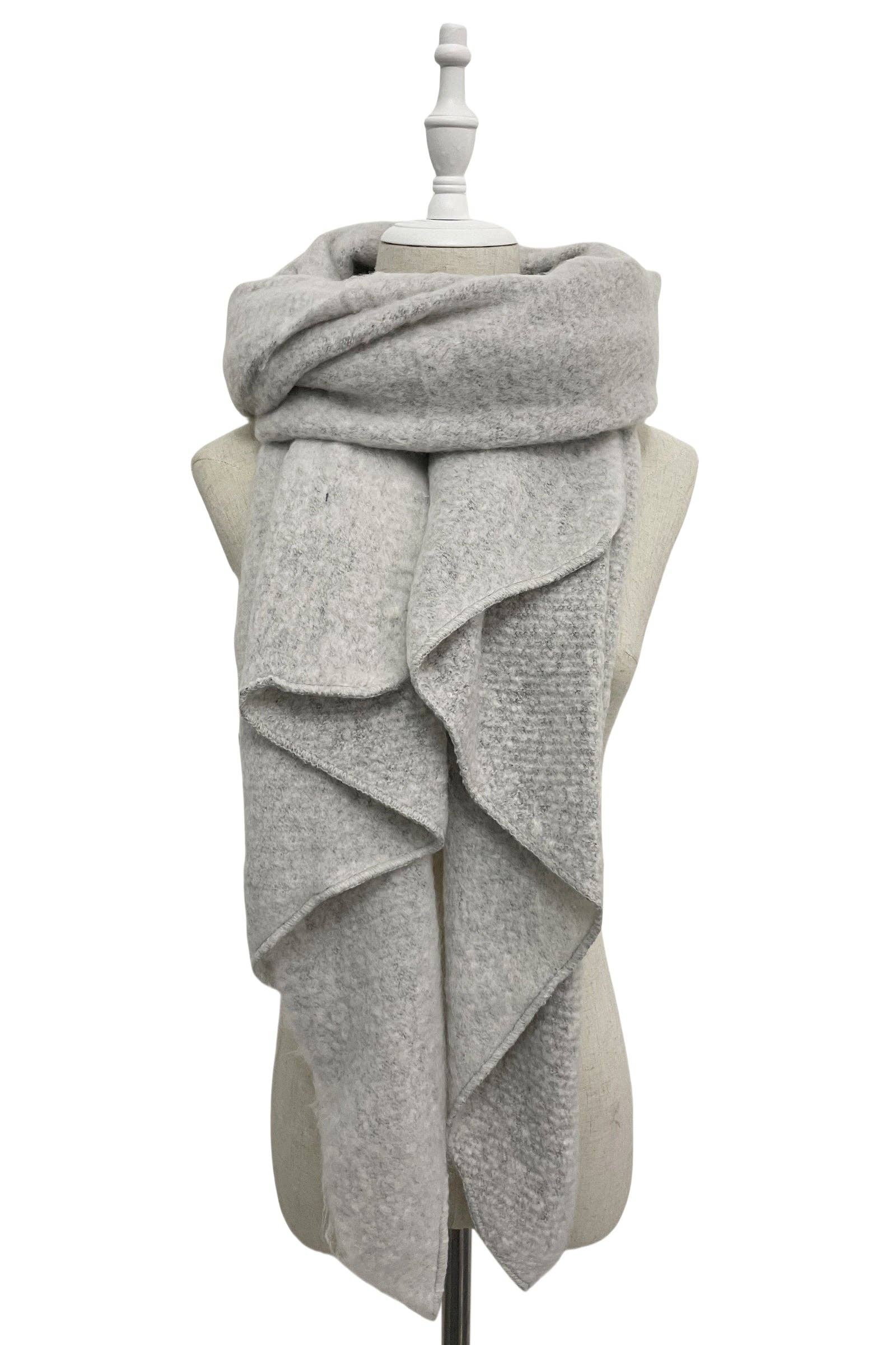 Fashion Scarf World - Wholesale Scarf - Women's - Plain Boucle Diagonal Edge Wool Scarf5