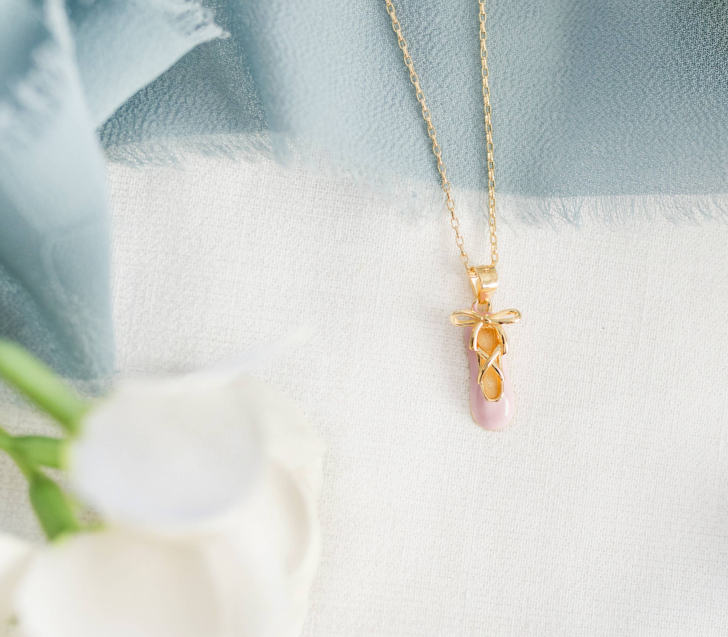 Cherished Moments - Wholesale Kids Necklace - Kids - Girls 14K Gold-Plated Pink Ballet Slipper Necklace for Kids1