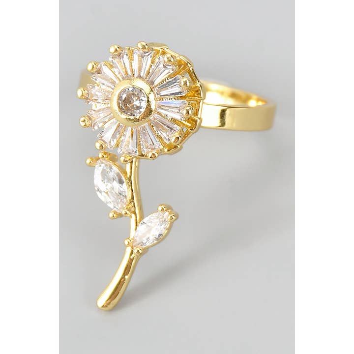 LAVISH SPINNER CZ FLOWER RING for wholesale by Girly