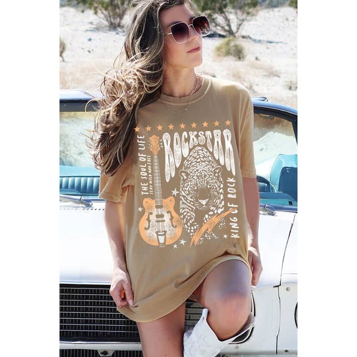 ROCKSTAR LEOPARD OVERSIZED GRAPHIC TEE for wholesale by HRTandLUV