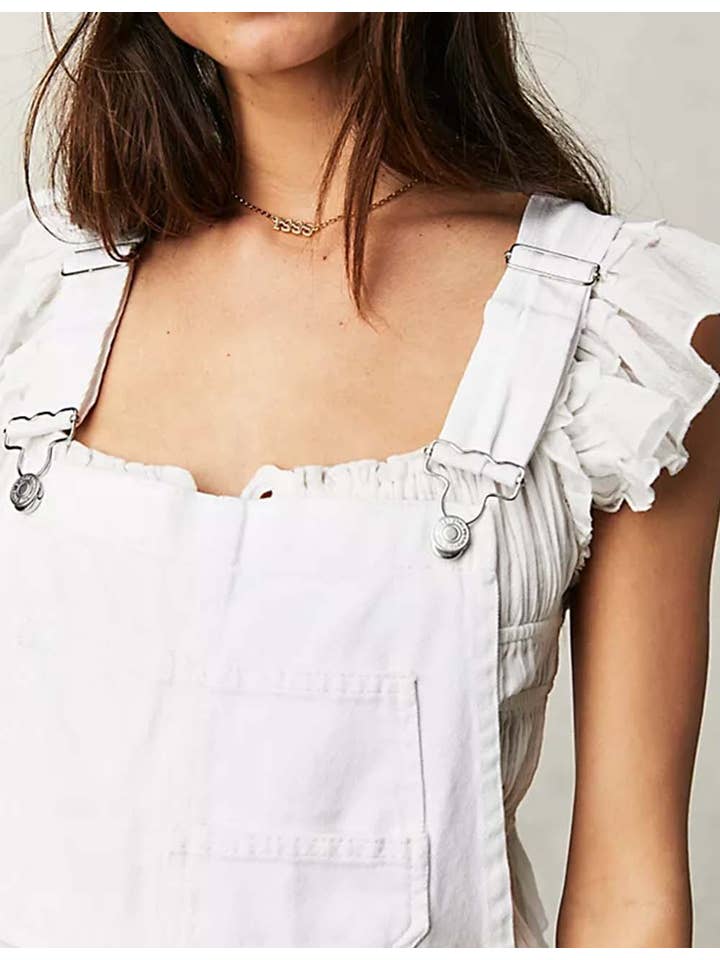 Sweetkama - Wholesale Romper - Women's - Ladies Solid Color Pocket Roll Denim Romper5