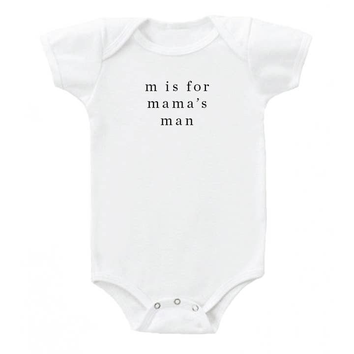M is for mama's man' Onesie 100% organic cotton for wholesale by Cheerily Co.