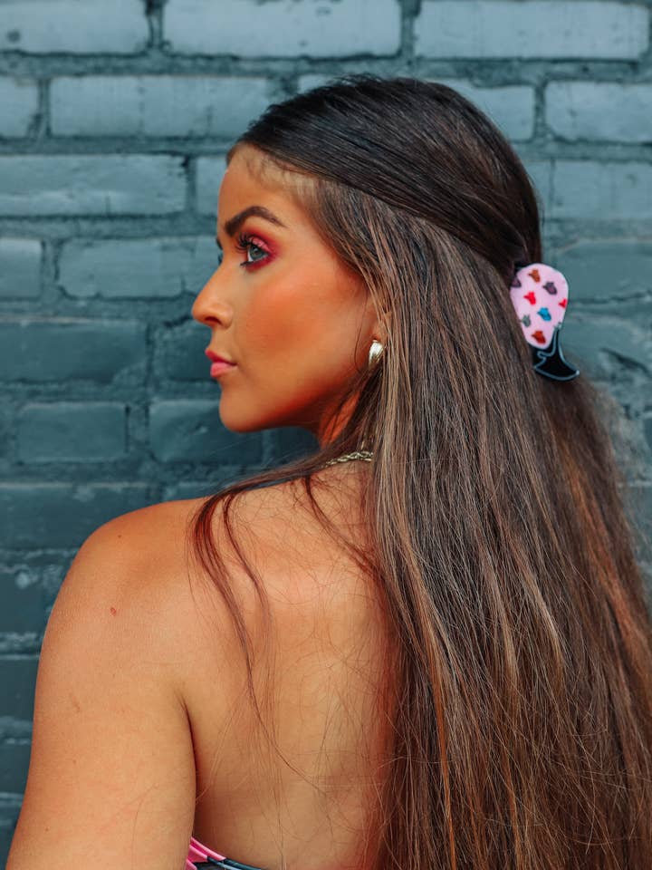 Pink Cowboy Hat Boot Hair Clip for wholesale by The Front Porch Label