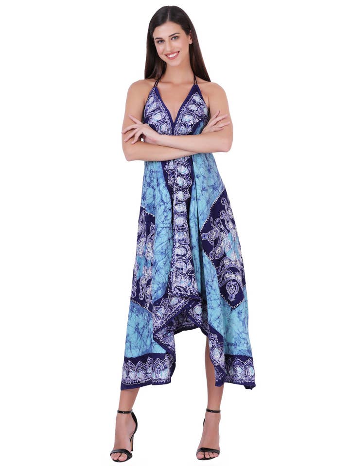 Advance Apparels – wholesale Dress – Women's – Batik Scarf Dress Elastic Back 145819