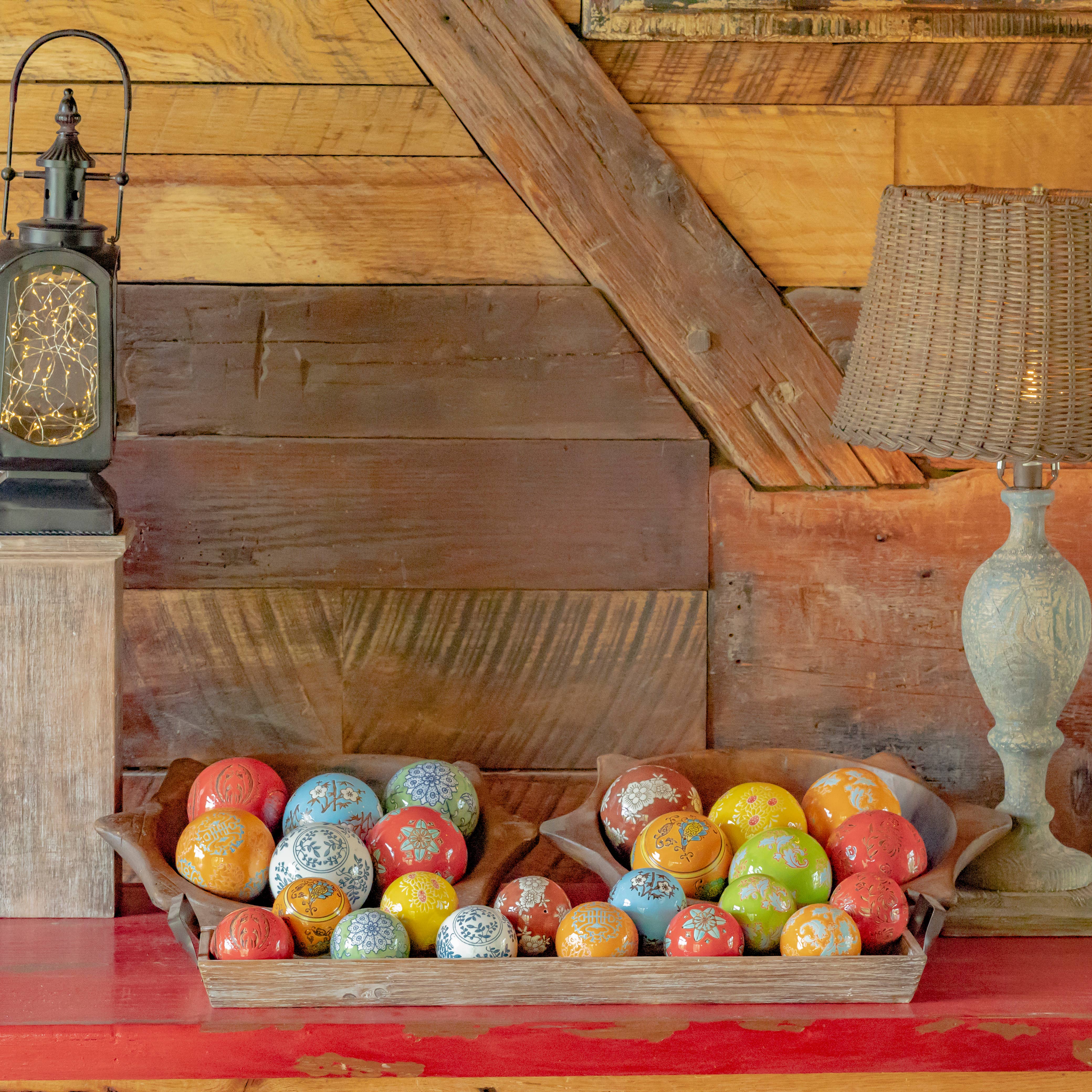 Zaer Ltd. International - Wholesale Decorative Tabletop Object - 12pc Assorted 3" Ceramic Sailor Balls Yokohama-Bright Color9