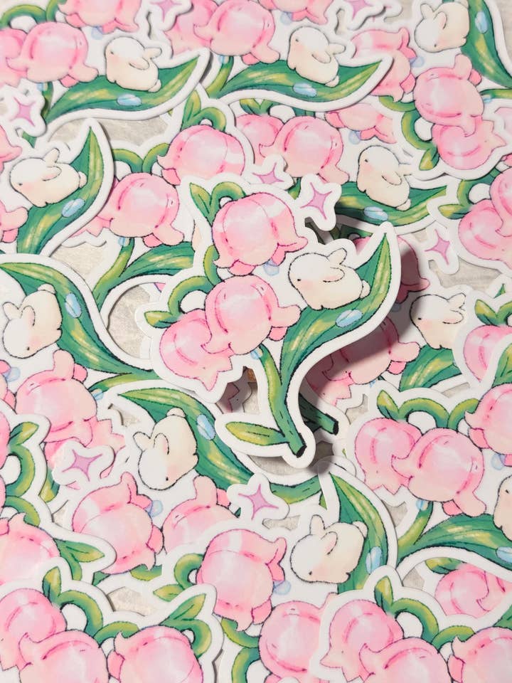 Autocollant en vinyle étanche Lapin Muguet pour la vente par Hokeii Pokeii