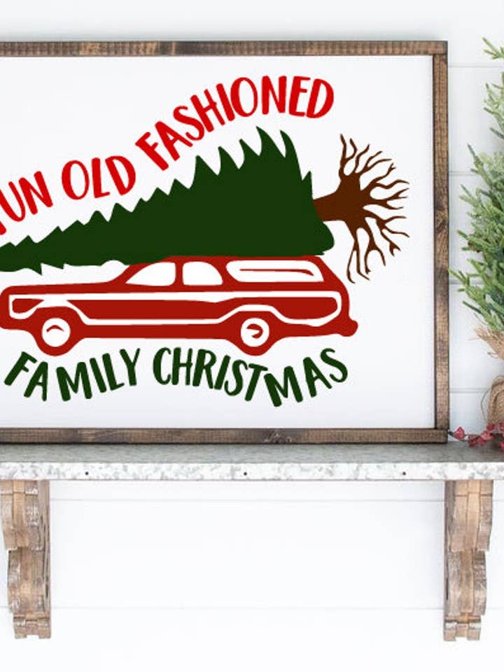 Panneau de vacances de Noël amusant à l'ancienne en famille pour la vente par Willie & Dolly Designs