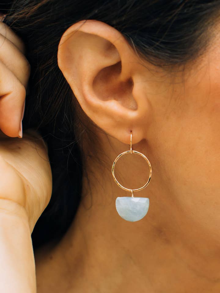 Aquamarine Mezzo Hoop Earrings for wholesale by Mickey Lynn