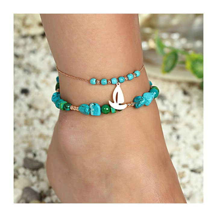 Natural Stone Anklet 925 Sterling Silver Jewelry for wholesale by Azuris Silver