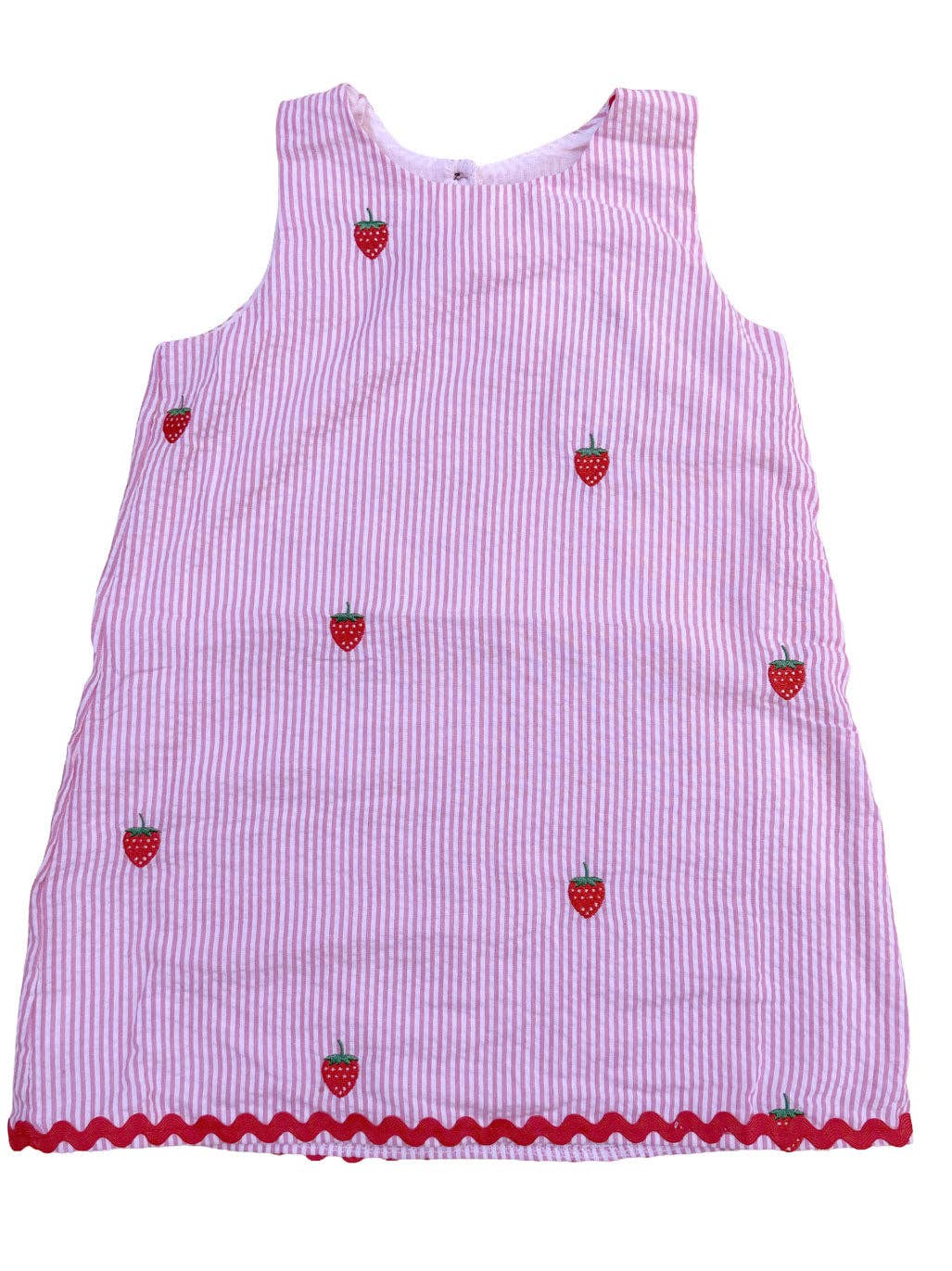 Piping Prints – wholesale Klänning – Barn – Rosa Seersucker Jordgubbsklänning0