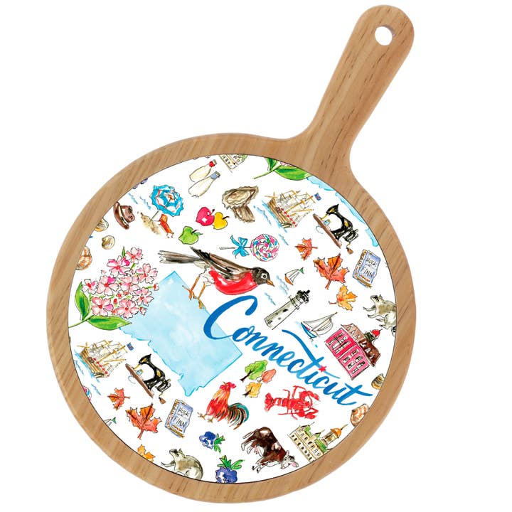 Connecticut CT State Bamboo Cheese Board Rosanne Beck for wholesale by Boston International
