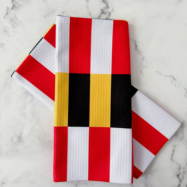 Maryland Flag Striped Kitchen Dish Towel *RETIRING* for wholesale by Jami Creates