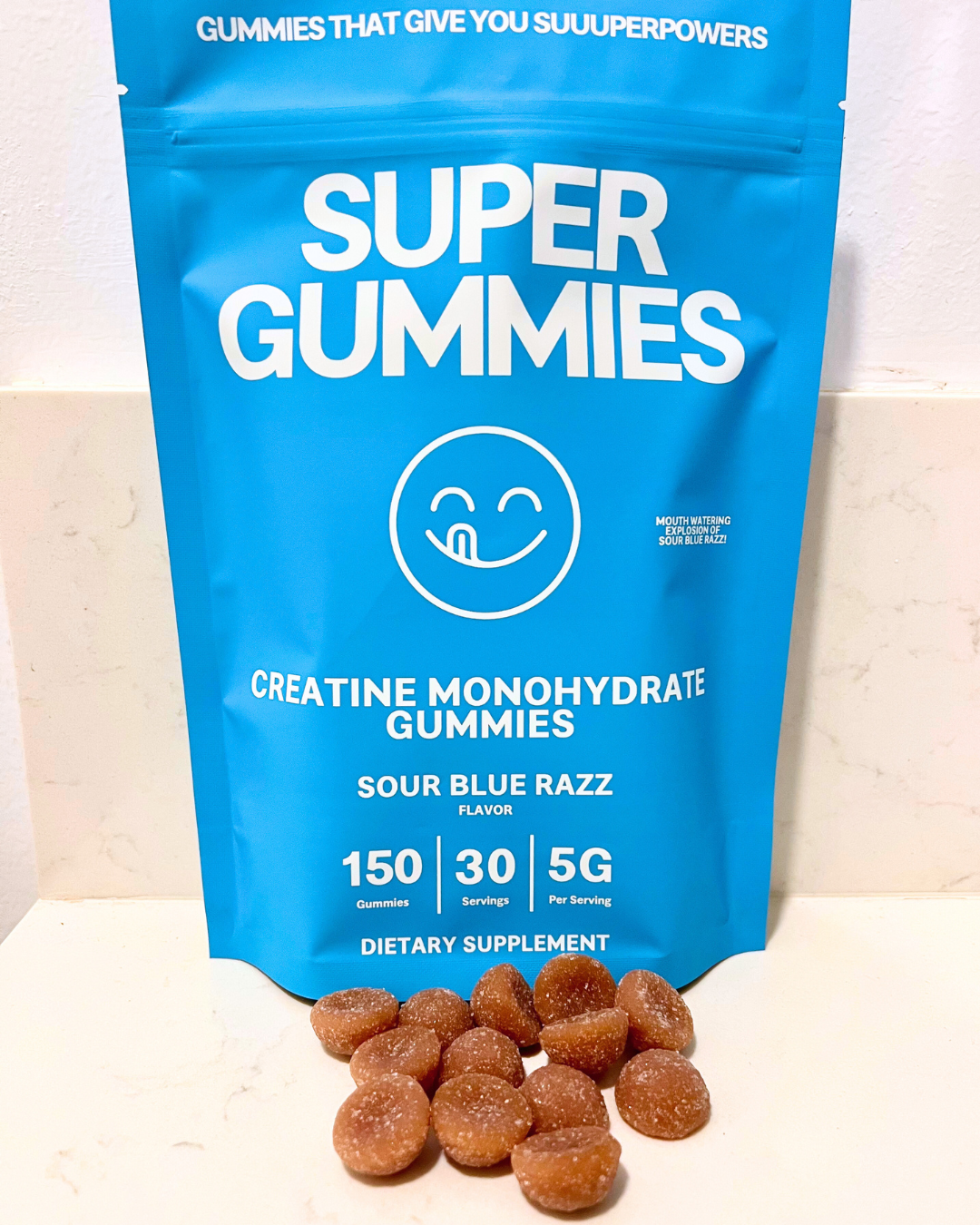 Super Gummies - Wholesale Oral Supplement/Vitamin - Creatine Monohydrate Gummies - Sour Blue Razz2