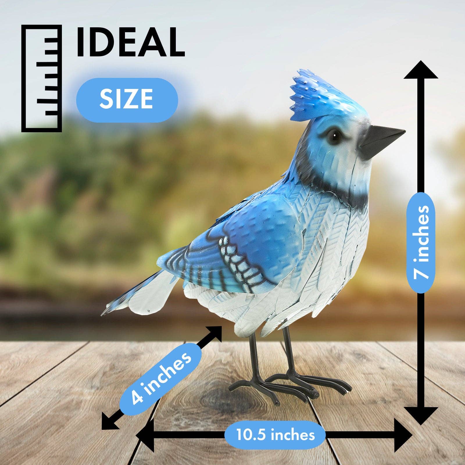 The Wine Savant /  Khen Glassware – Engroshandel Udendørs pynt/dekoration – Blue Jay Metal Bird, Garden Yard Skulptur Kunst - Stor2