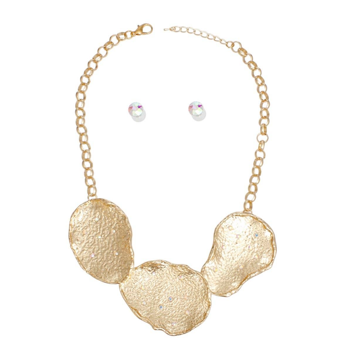 Aurore Borealis Collar Gold Curved Plate Aurbo Chain Necklace Set for wholesale on Faire1