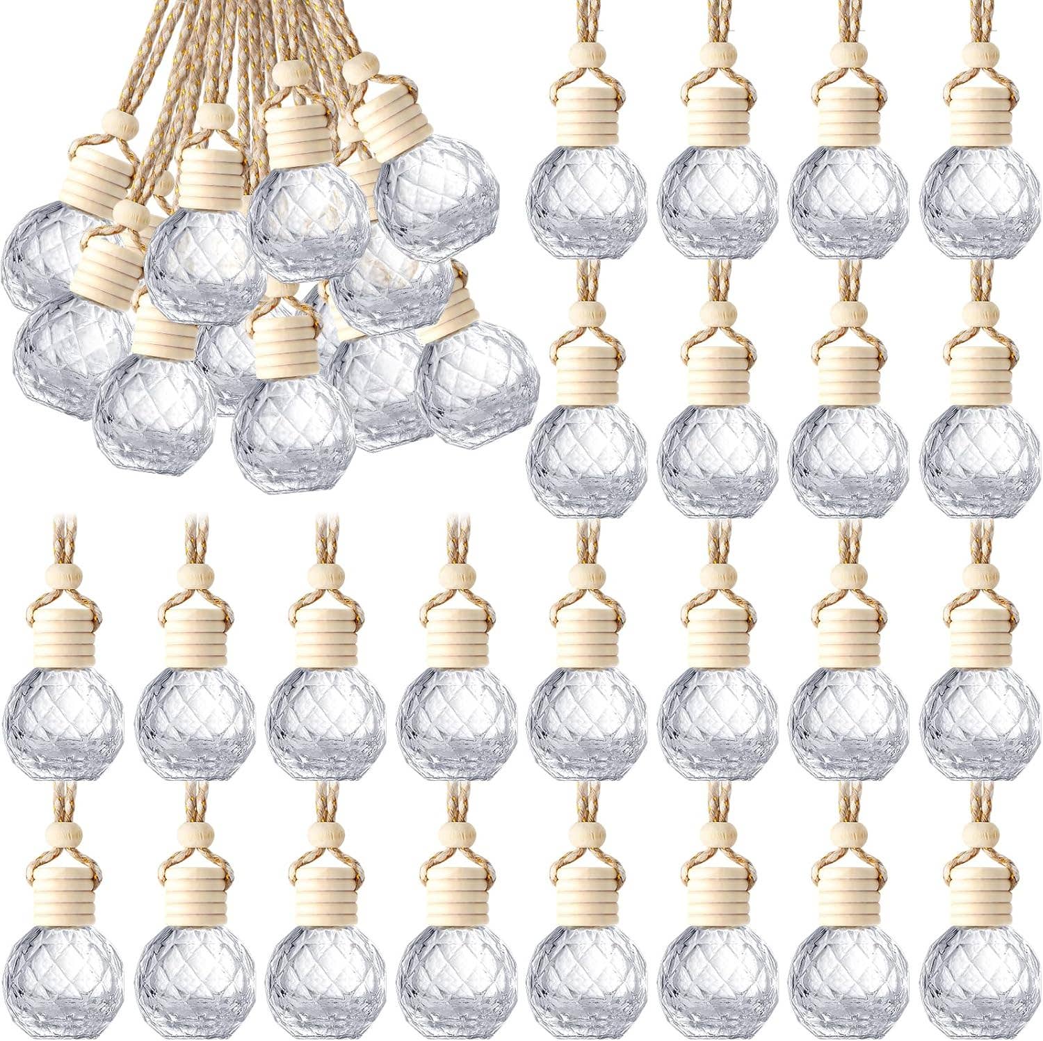 Starlight Wholesale LLC. – wholesale Car Freshener - Unisex – Round Diamond Perfume Empty Bottles With Gold Wire Rope - Car Diffusers for Essential Oils - Hanging Air Freshener0