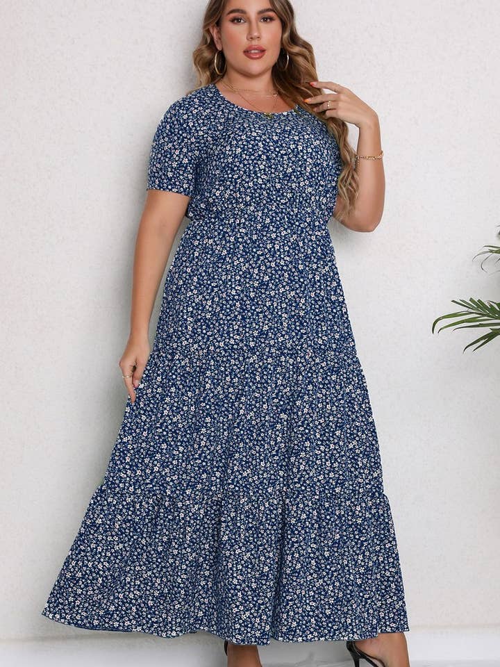 NINEXIS - Wholesale Dress - Women's - CWDMD3209_PLUS SIZE PRINTED ROUND NECK MAXI DRESS12