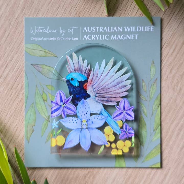 Australian Bird Fairy Wren Magnet for wholesale by Watercolour By Cat