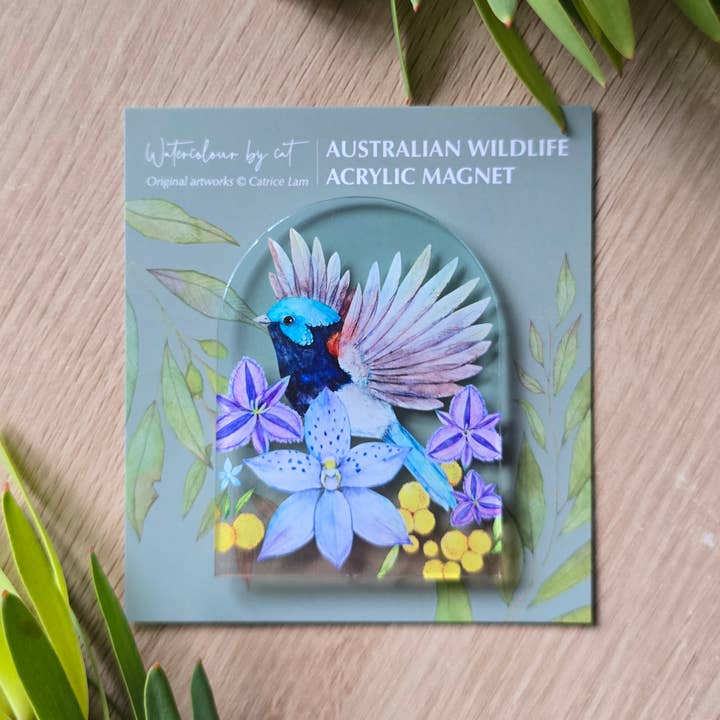 Australian Bird Fairy Wren Magnet for wholesale by Watercolour By Cat